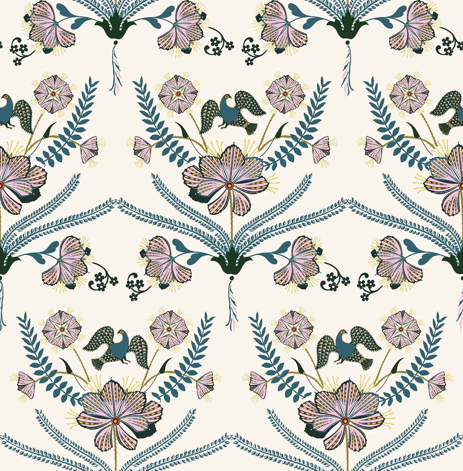Botanical Garden(Off-White,Deep Forest Green) (PS 136)
