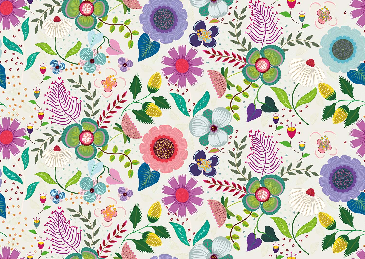 Floral Spring Garden(purple, teal, magenta) (PS 231)
