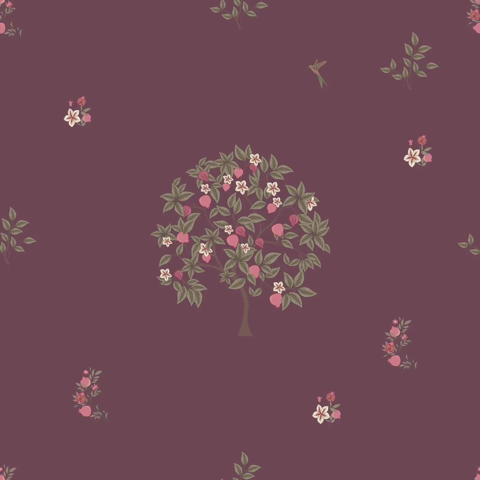 Merlot Pome and Prinia Wallpaper (NRV 643)