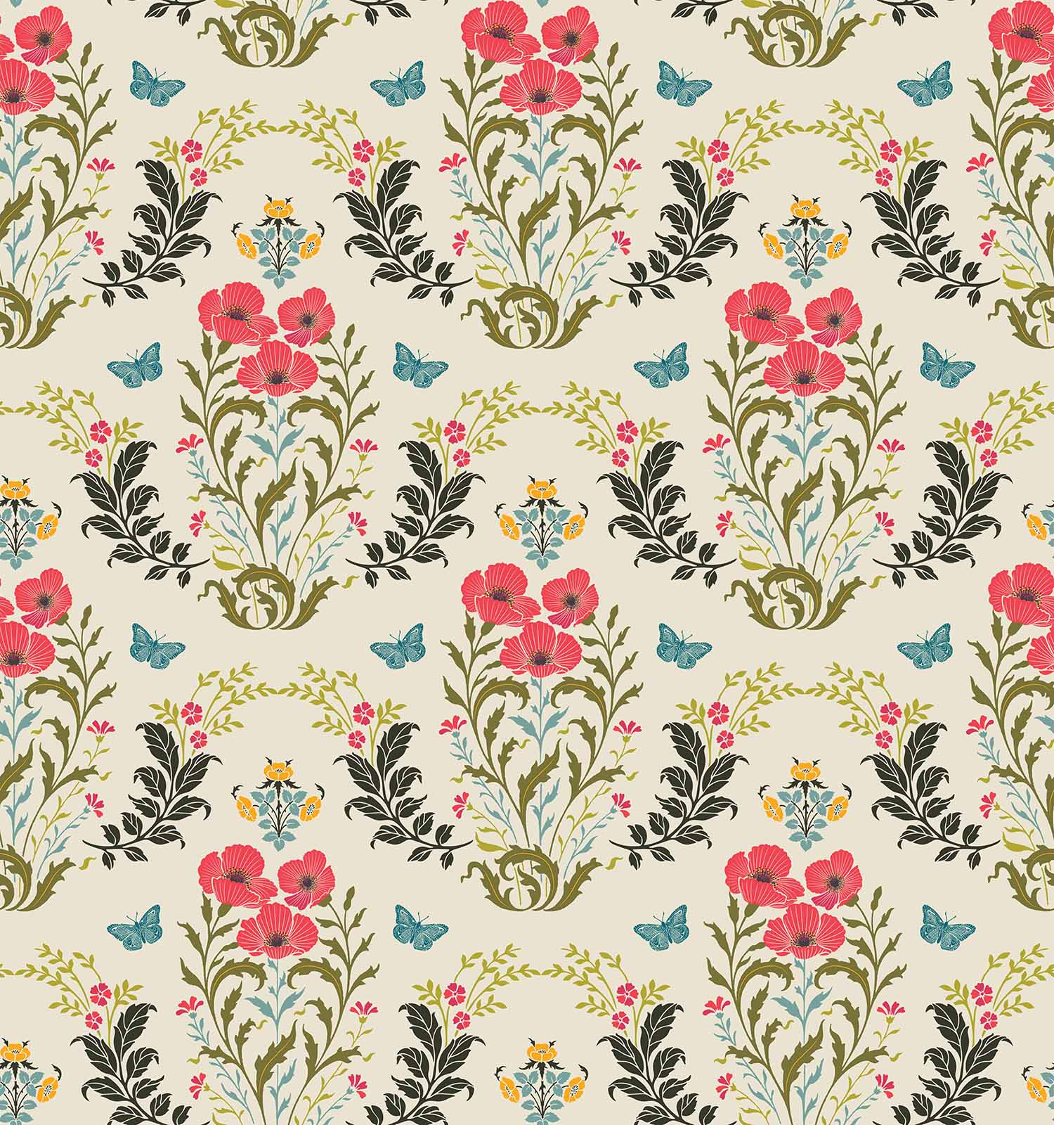 Poppy Love(Coral-Pink,Cream) (PS 140)